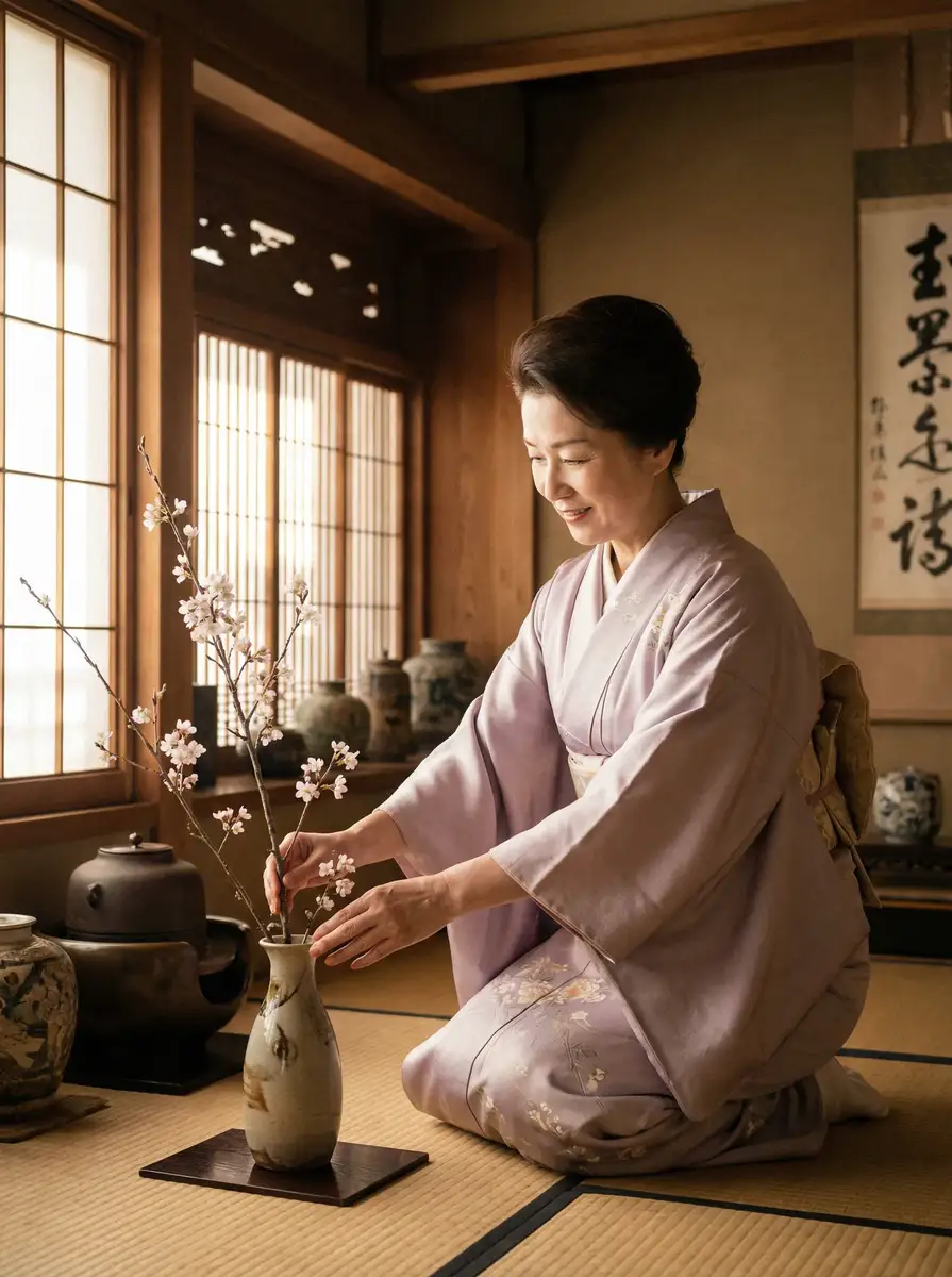 一位优雅的 蜜芽 | 蜜芽官方平台-今日热点蜜芽爆料专区 在和室中插花